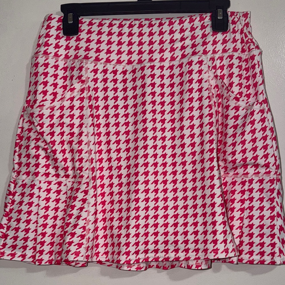 Pink Houndstooth Mini Skirt - Women's Casual Skirt